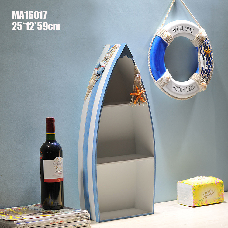 Kệ tủ hình thuyền trang trí size 59cm MA16017 - Decor đồ trang trí theo phong cách biển Địa Trung Hải