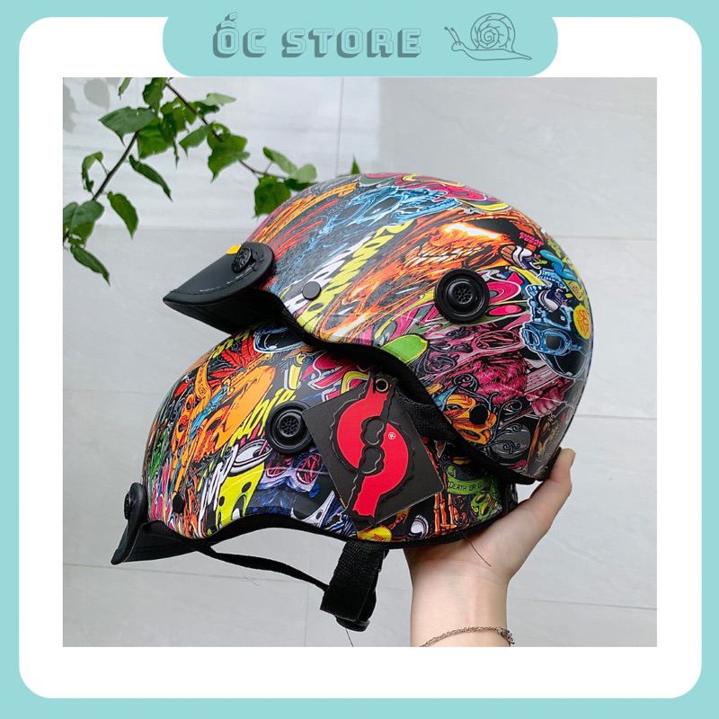 Mũ bảo hiểm sơn nhúng chính hãng fulltag hoạ tiết Doodle - ỐC STORE