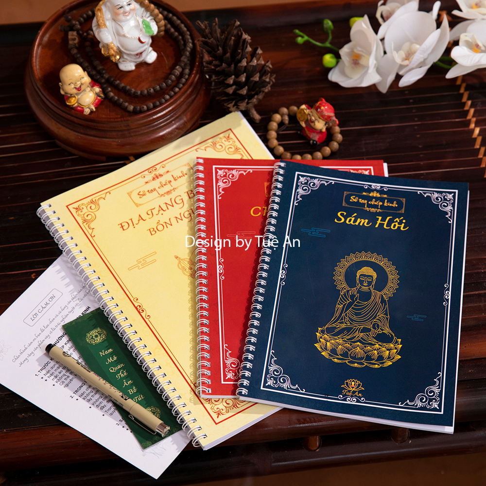 Combo 3 Tập vở chép KINH Chú Đại Bi, Sám Hối, Kinh Địa Tạng,Tặng Kèm 5 Bút dành cho người mới tập chép Kinh - Pháp tâm