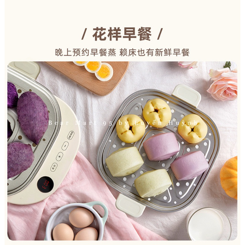 Nồi hấp điện 2 tầng Bear 6L DZG-C60T7 khay hấp Inox, Nồi hấp xôi, hấp bánh bao, hấp đồ ăn dặm cho bé