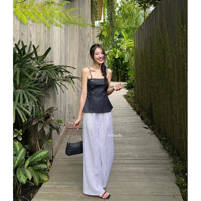 𝐏𝐞𝐫𝐥𝐢𝐞 𝐃𝐞𝐧𝐢𝐦 𝐓𝐨𝐩 - Áo 2 Dây Denim Co Giãn