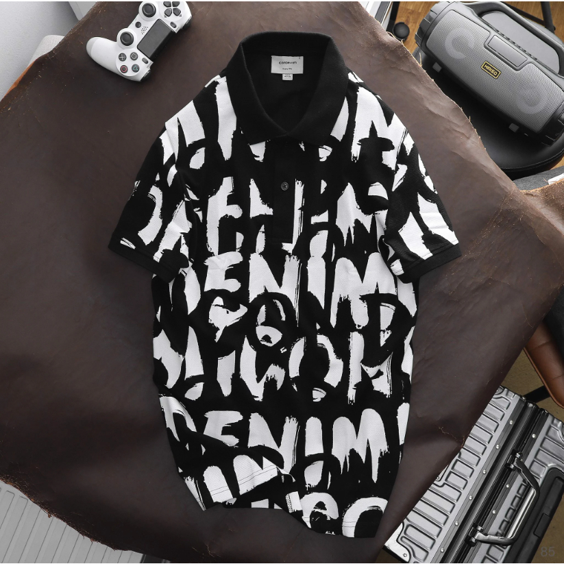 Áo thun nam Polo ICONDENIM Logo Brush Pattern chất Cotton mềm mại bền màu năng động - PLID0085