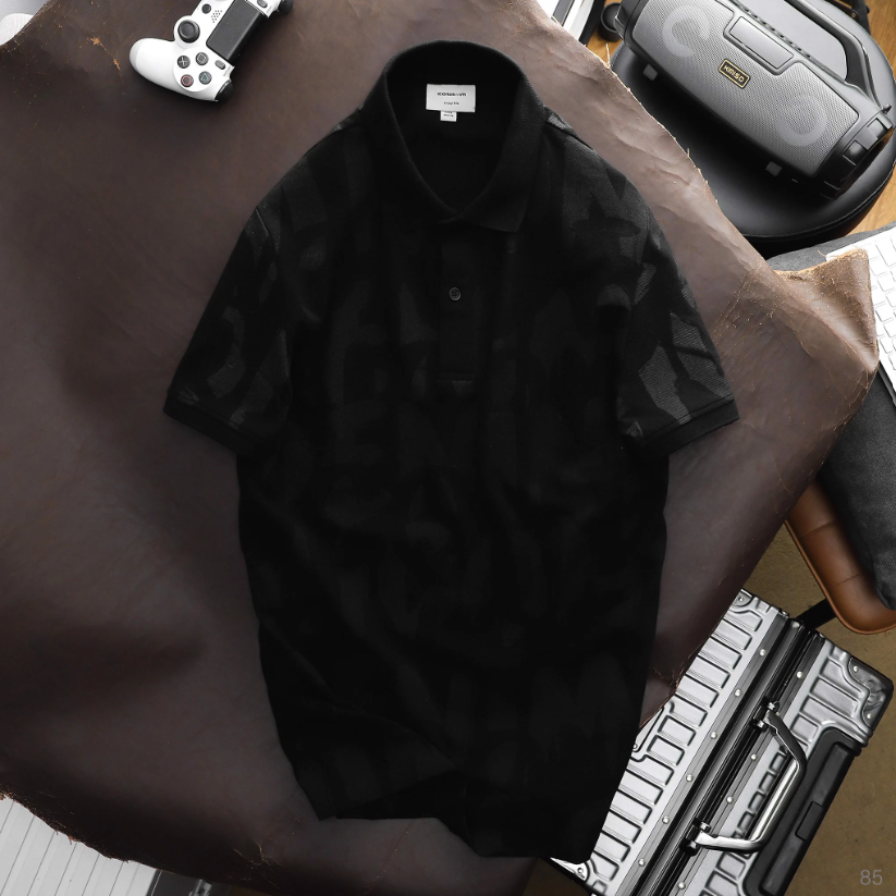 Áo thun nam Polo ICONDENIM Logo Brush Pattern chất Cotton mềm mại bền màu năng động - PLID0085