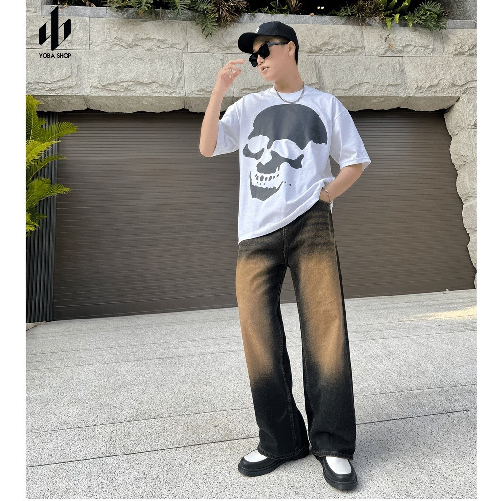 Quần jean ống rộng nam nữ unisex WASH 2 Màu Hàng Cao Cấp quần jeans suông