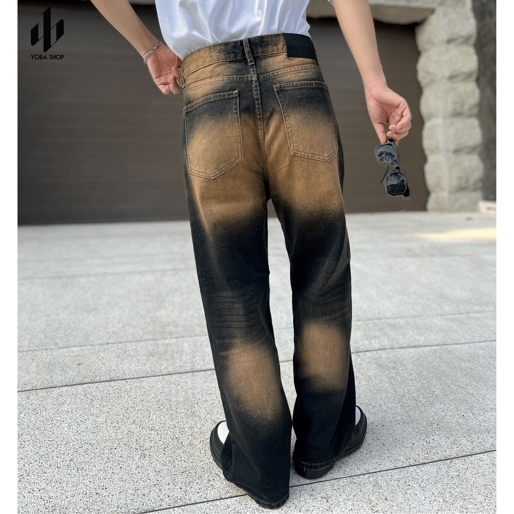 Quần jean ống rộng nam nữ unisex WASH 2 Màu Hàng Cao Cấp quần jeans suông