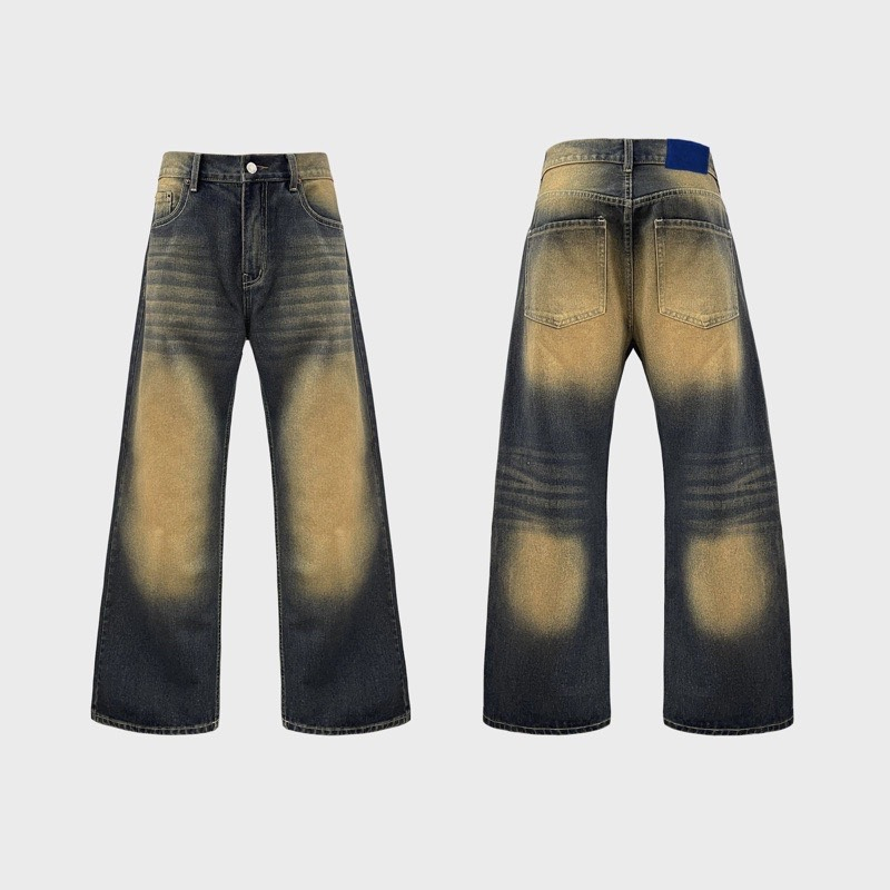 Quần jean ống rộng nam nữ unisex WASH 2 Màu Hàng Cao Cấp quần jeans suông