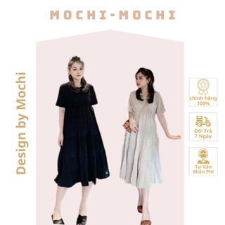 Váy bầu thiết kế dự tiệc công sở mùa hè dáng suông tầng nhún chất cotton phối voan cao cấp mềm mại mã V125