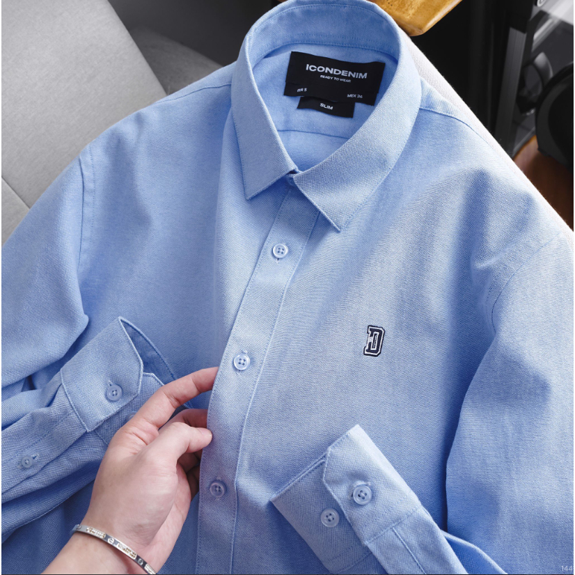 Áo sơ mi nam tay dài Casual Logo D Signature ICONDENIM chất bamboo mát lạnh chống nhăn bề mặt thoải mái - SMID0144