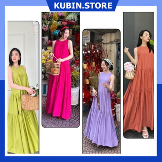 Váy maxi đi biển đầm xuông dài nhiều mầu đồng phục nhóm bạn đi du lịch