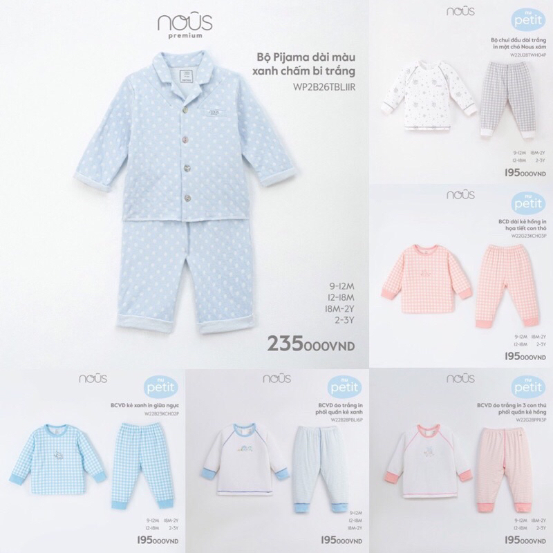 Bộ dài tay cài vai của Nous cho bé trai và bé gái