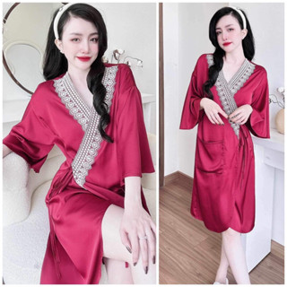  Đồ ngủ gợi cảm pyjama - Set đồ ngủ Áo Choàng kèm Quần sexy phong cách kimono - Lụa Latin cao cấp Đồ ngủ nữ bigsize 