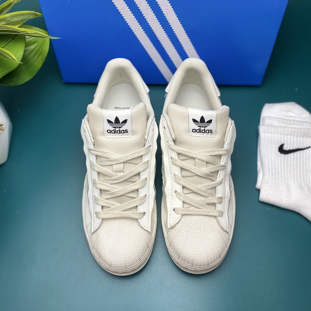 Giày Adidas Superstar Das Sò 3 Màu Kem, Hồng, Xanh, Giày thể thao Adidas Sò Trắng bản Best