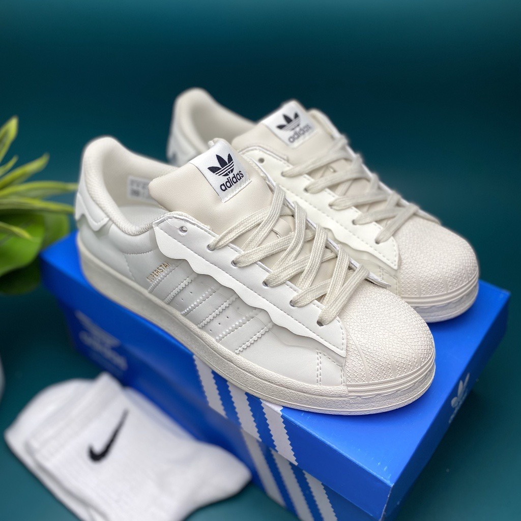 Giày Adidas Superstar Das Sò 3 Màu Kem, Hồng, Xanh, Giày thể thao Adidas Sò Trắng bản Best
