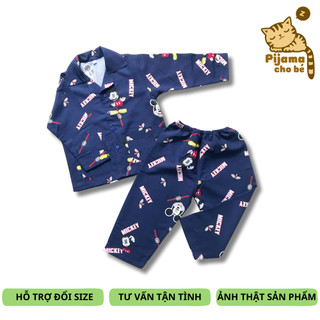 Pijama cho bé vải Kate thái hình Mickey size cho bé 1-9 tuổi 10-40kg