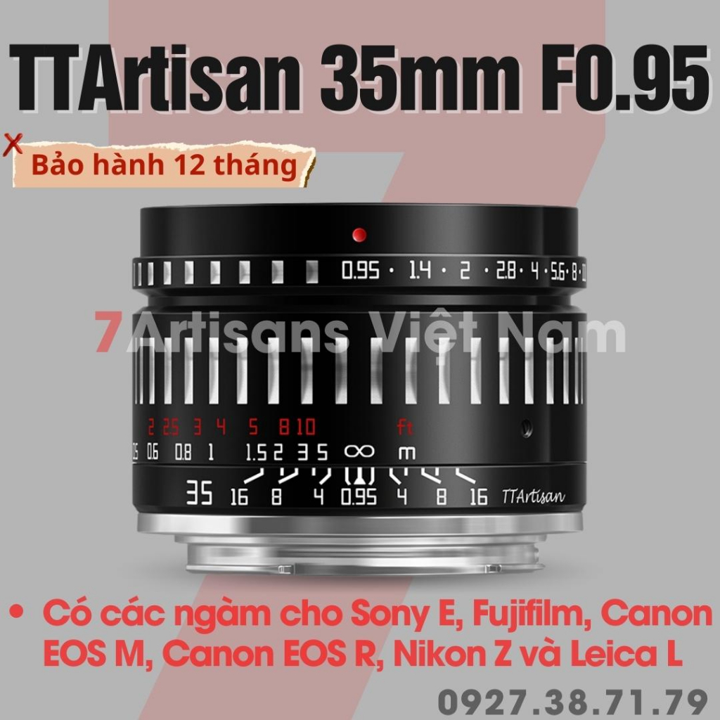Ống kính TTArtisan 35mm F0.95 siêu đa dụng khẩu độ lớn cho Fujifilm, Sony, Canon EOS M, Nikon Z, Leica L, Canon R, M4/3