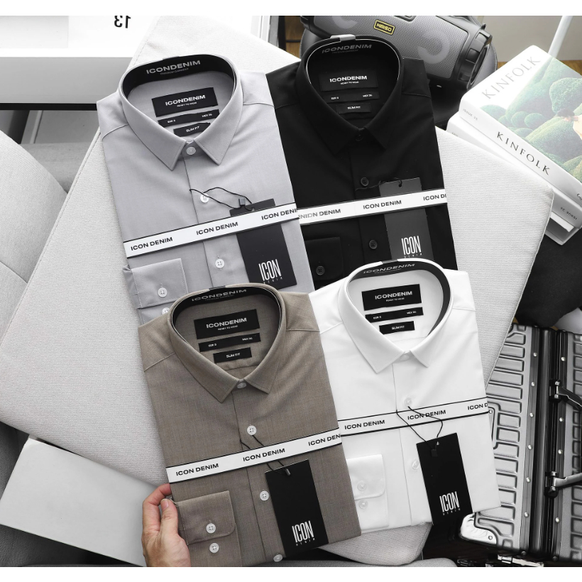 Áo sơ mi nam tay Dài ICDN Bamboo Basic thoáng mát chống nhăn bề mặt - SMID0092