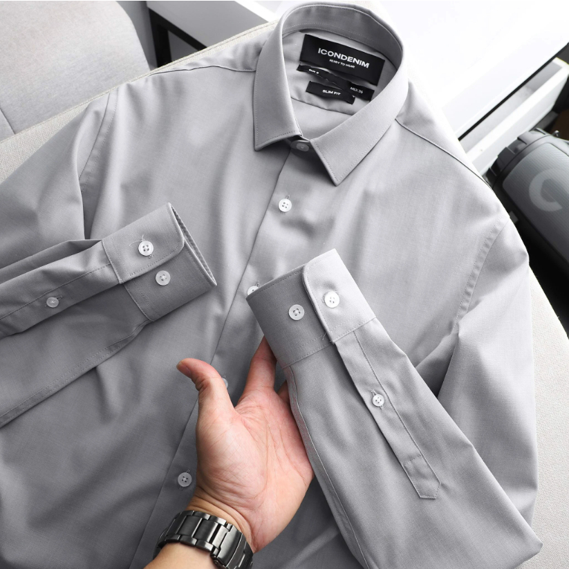 Áo sơ mi nam tay Dài ICDN Bamboo Basic thoáng mát chống nhăn bề mặt - SMID0092