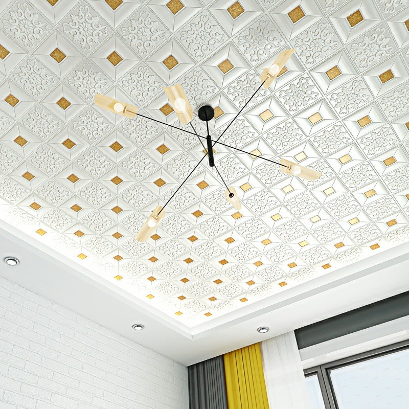 Xốp Dán Tường Hoa Văn 3D khổ lớn 70x70cm dày 3,5mm, có keo sẵn hcm