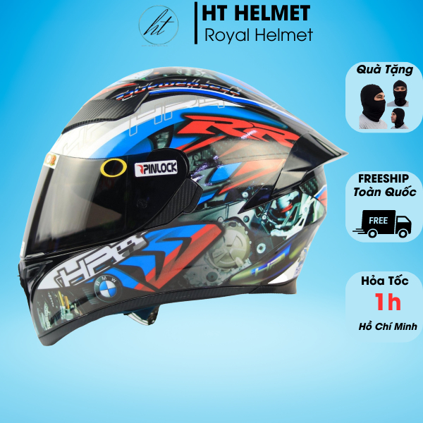 MŨ BẢO HIỂM FULLFACE 1 KÍNH ROYAL M138B LÊN TEM HP4 Xanh Đỏ - Tapu Shop