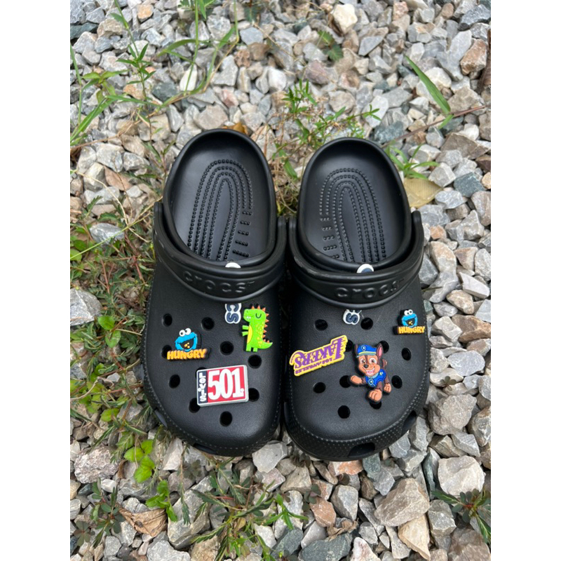 Dép crocs echo đen classic tặng kèm sticker