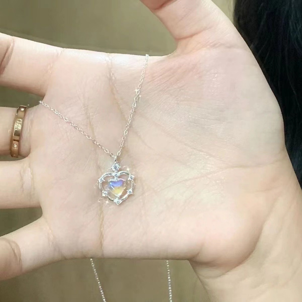Dây chuyền nữ hình Trái tim Hologram Ulashop choker đính đá zircon Thời trang Thanh lịch lấp lánh DC17
