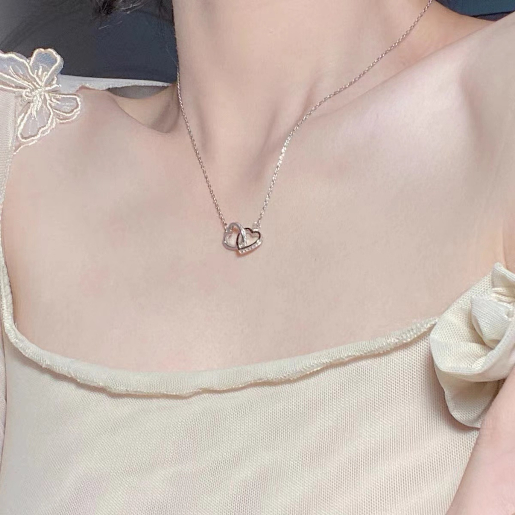 Dây chuyền nữ hình Trái tim Hologram Ulashop choker đính đá zircon Thời trang Thanh lịch lấp lánh DC17