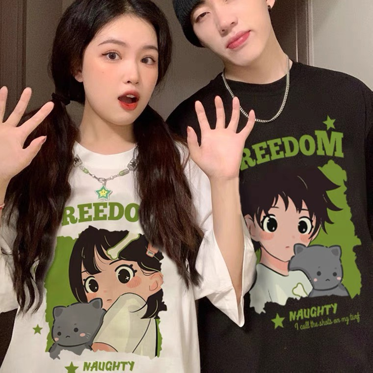 Áo Thun Cặp Đôi Nam Nữ Form Rộng Cotton Poly Tay Lỡ Unisex, Áo Phông Relach Couple Yêu Cổ Tròn Basic Overisze - CD1