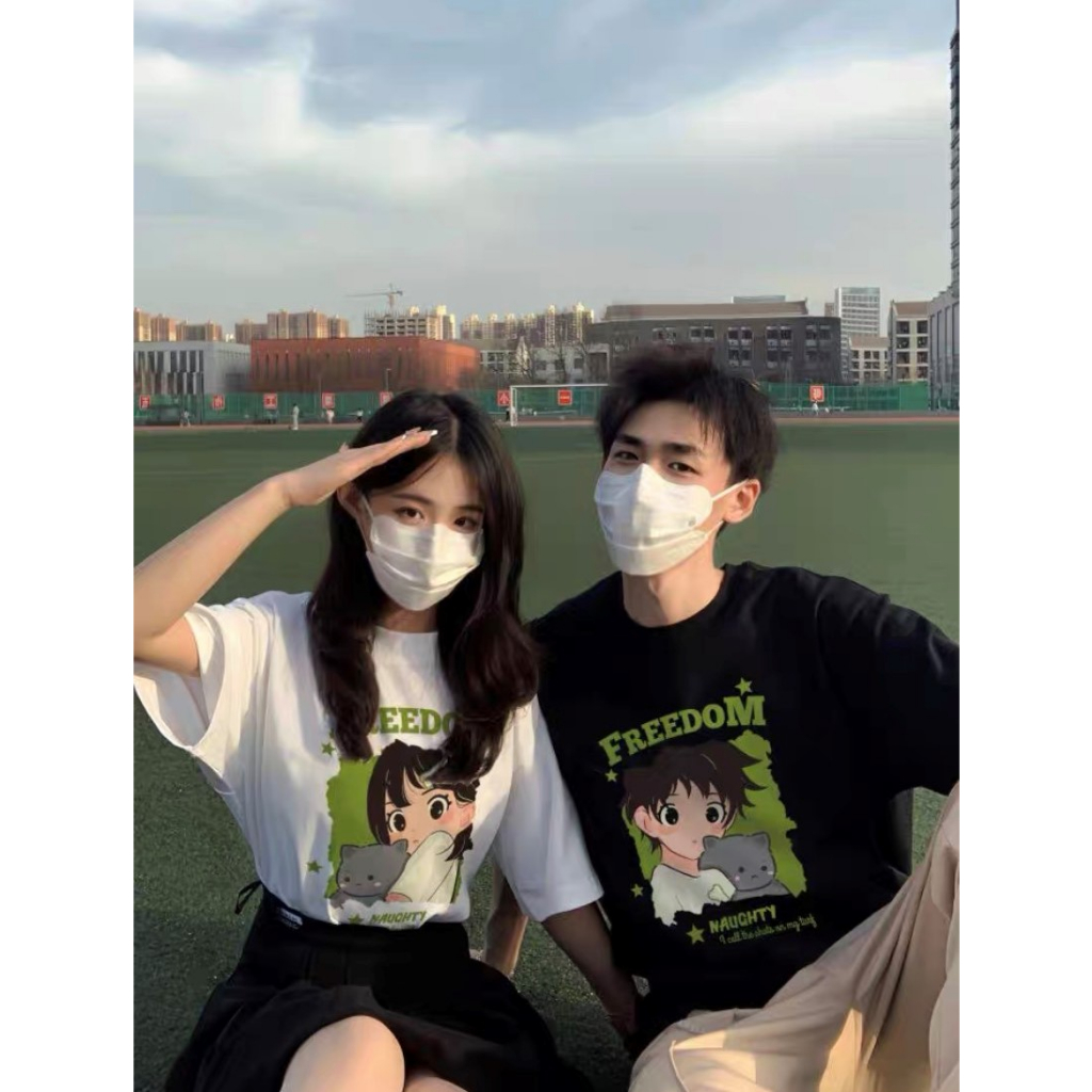 Áo Thun Cặp Đôi Nam Nữ Form Rộng Cotton Poly Tay Lỡ Unisex, Áo Phông Relach Couple Yêu Cổ Tròn Basic Overisze - CD1