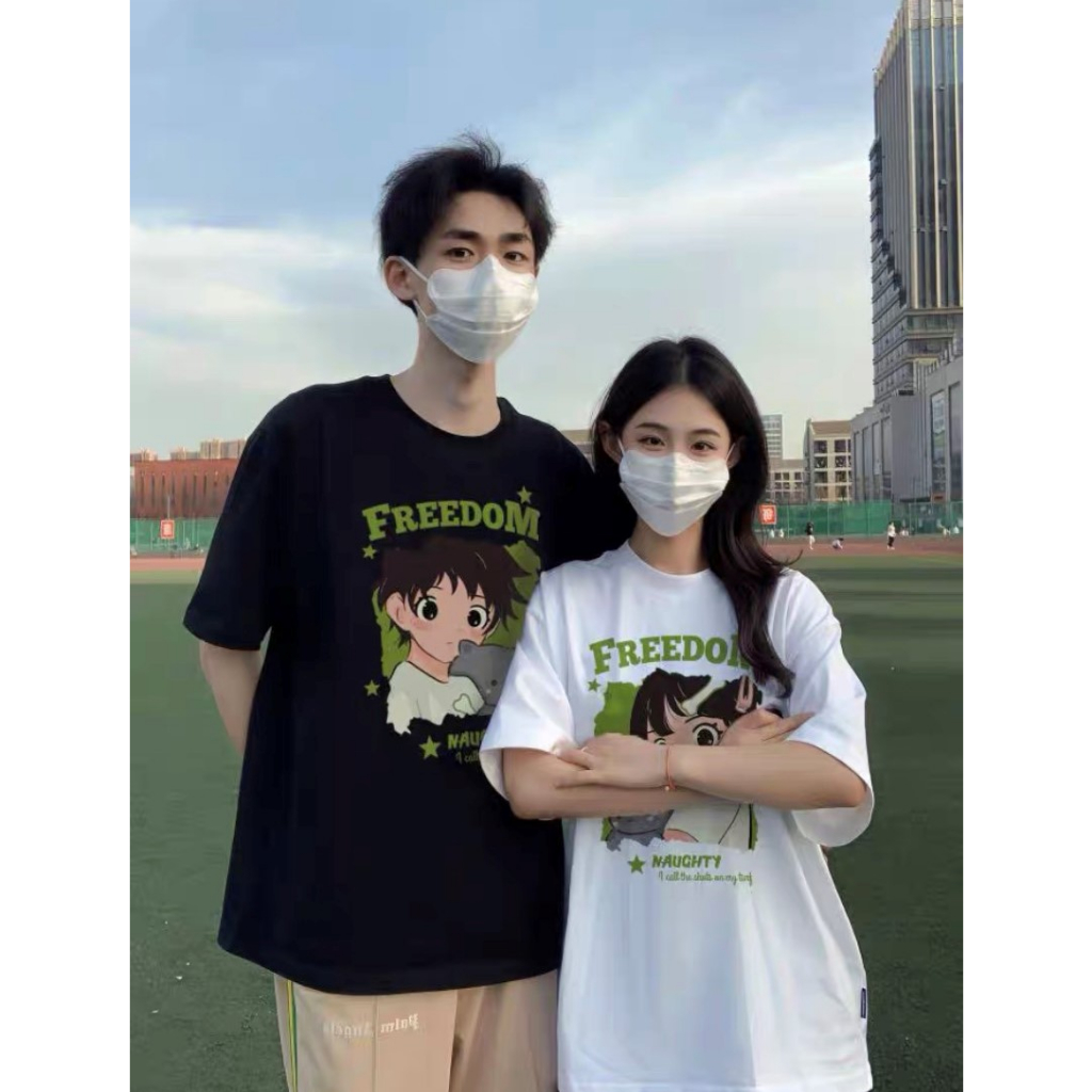 Áo Thun Cặp Đôi Nam Nữ Form Rộng Cotton Poly Tay Lỡ Unisex, Áo Phông Relach Couple Yêu Cổ Tròn Basic Overisze - CD1