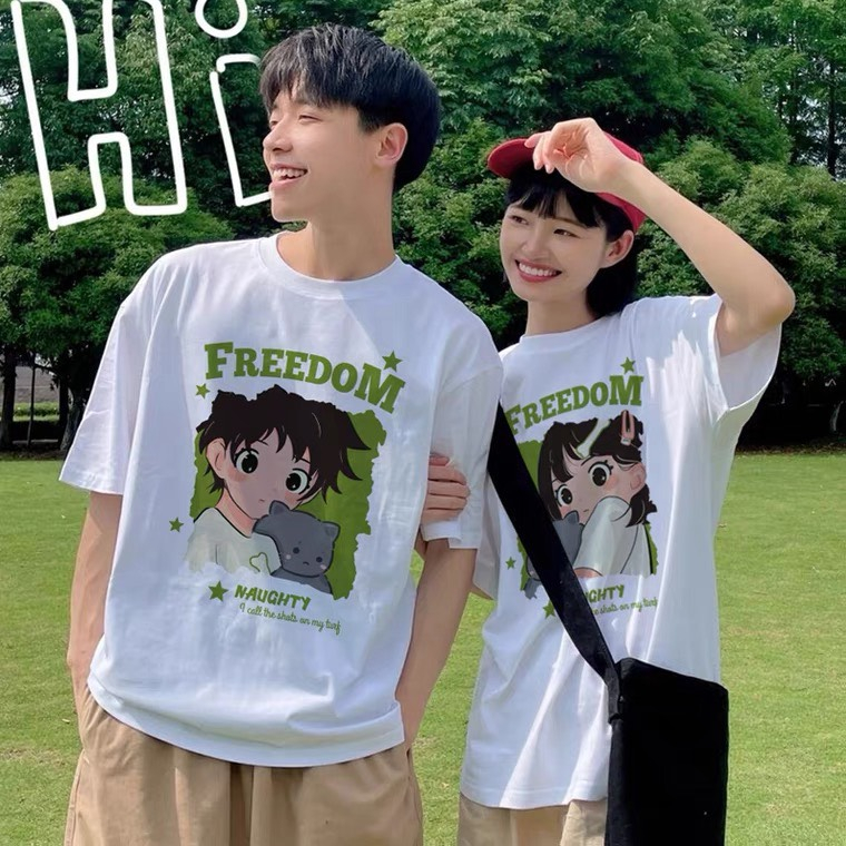 Áo Thun Cặp Đôi Nam Nữ Form Rộng Cotton Poly Tay Lỡ Unisex, Áo Phông Relach Couple Yêu Cổ Tròn Basic Overisze - CD1