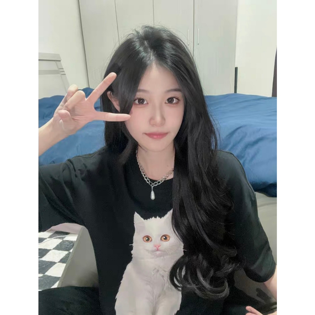 Áo Thun Nam Nữ Form Rộng Cotton Poly Tay Lỡ Unisex , Áo Phông Relach Cổ Tròn Basic Tee Oversize Trend Hè 2023- Cat Mèo