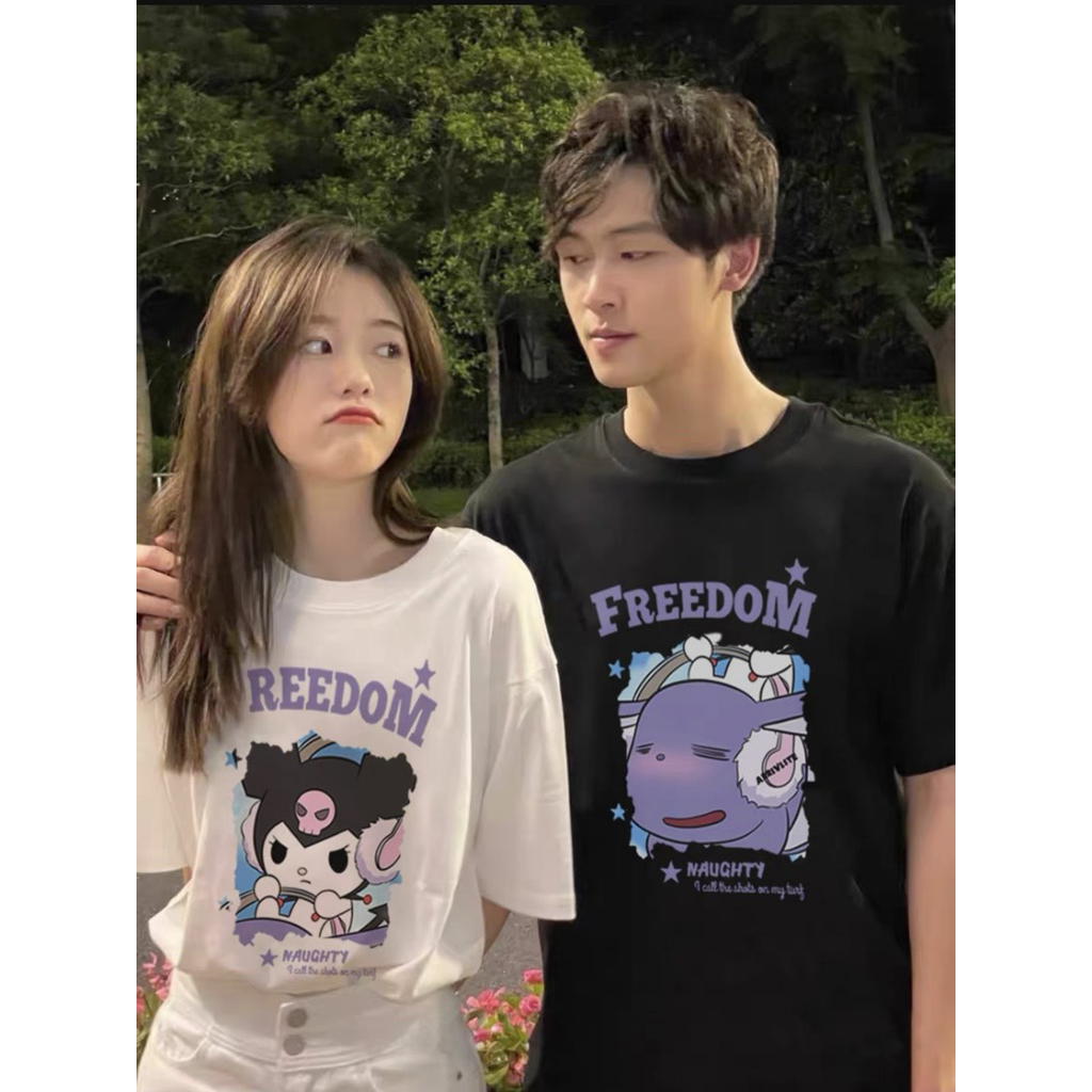 Áo Thun Cặp Đôi Nam Nữ Form Rộng Cotton Poly Tay Lỡ Unisex, Áo Phông Relach Couple Yêu Cổ Tròn Basic Overisze - CD5