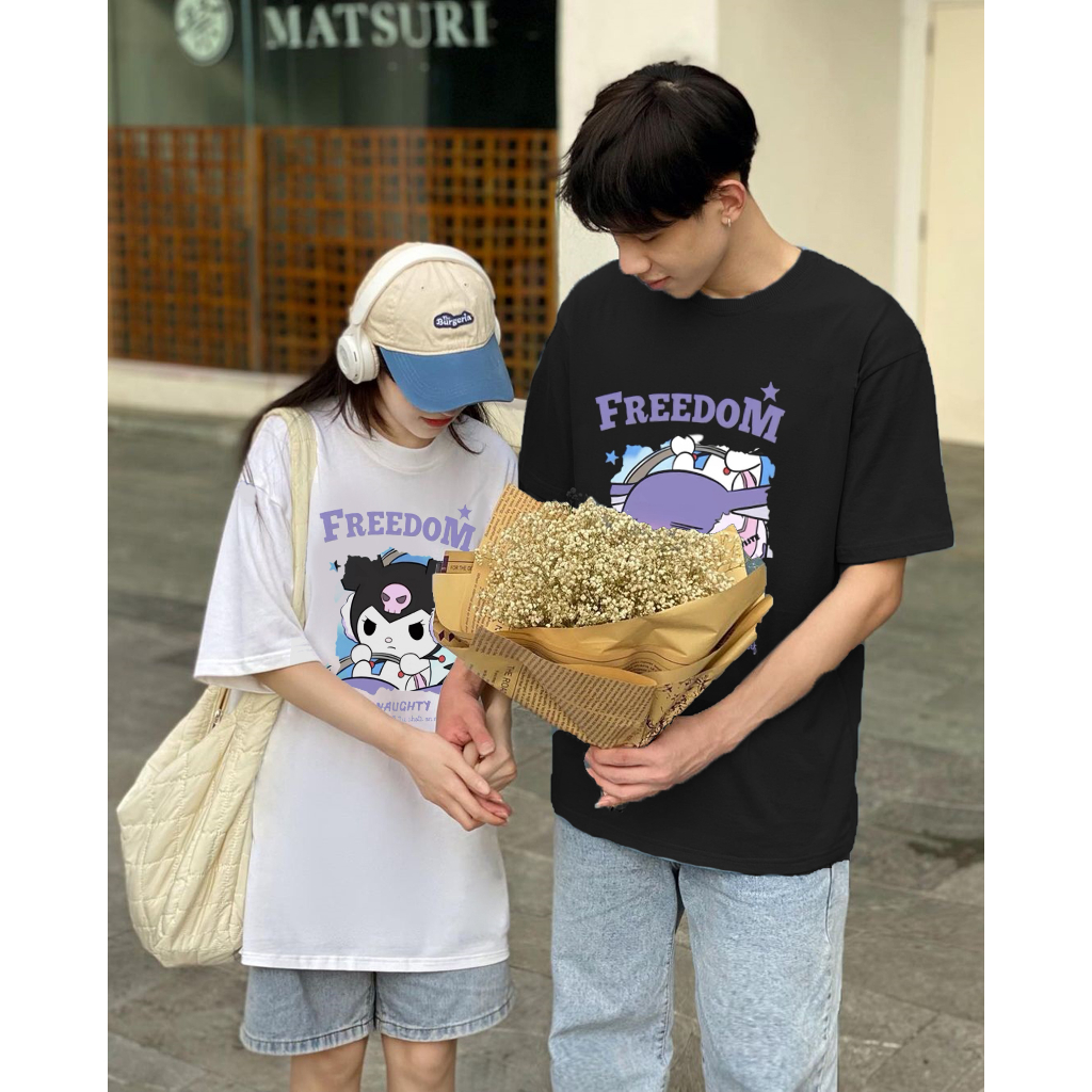 Áo Thun Cặp Đôi Nam Nữ Form Rộng Cotton Poly Tay Lỡ Unisex, Áo Phông Relach Couple Yêu Cổ Tròn Basic Overisze - CD5