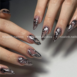Sơn Loang Cá Tính Form Tròn Nhọn Gắn Móng Úp - Hoa Linh Nail Box thiết kế thủ công 181