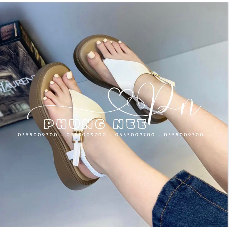 GIÀY SAN DAL PHUNG NEE - Giày Sandal Xỏ Ngón Đế Cao 3p Có Quai Hậu Thun - Dép San Dal Basic - CÓ SHIP HOẢ TỐC