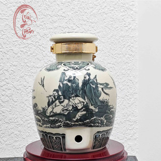 Bình gốm đựng rượu cao cấp bình rượu men xanh ngọc dung tích 5l tặng gáo rượu