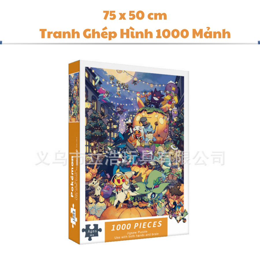 Tranh Ghép Xếp Hình 1000 Mảnh Pokemon Jigsaw Puzzle 1000 Pcs  Dành cho người lớn và trẻ em. Quà tặng thú vị
