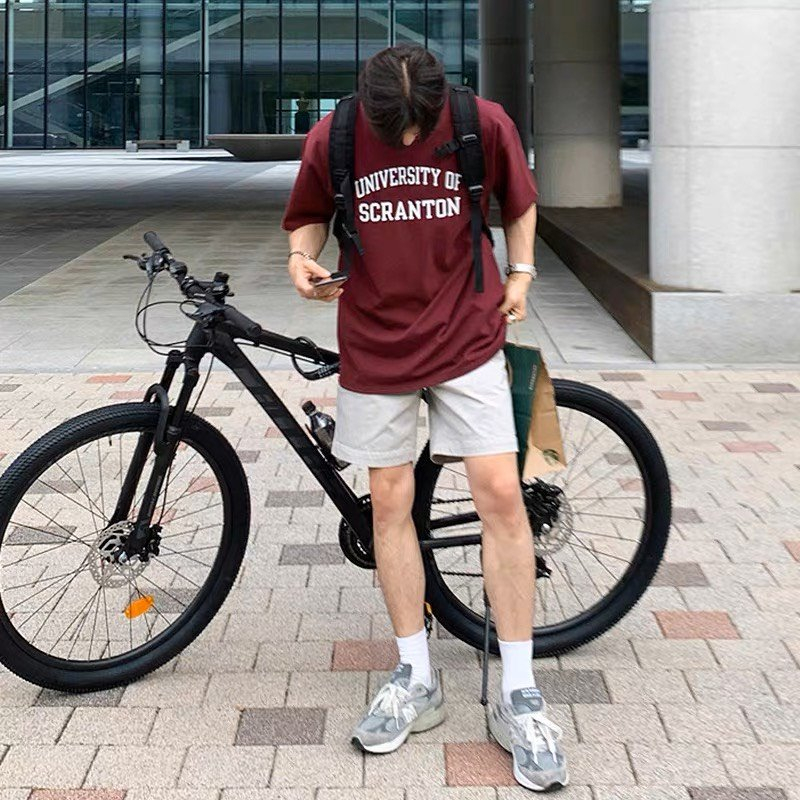 Áo Thun Nam màu đỏ đô dáng suông cotton mặc thấm hút