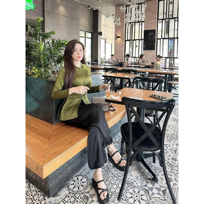 sét lam bà ba đính ngọc nút bọc siêu xinh