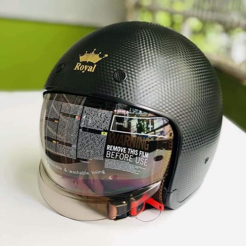 Mũ bảo hiểm kính âm Royal M139 đen - Nón bảo hiểm 3/4 dấu kính bảo hành 12 tháng kèm phiếu BH