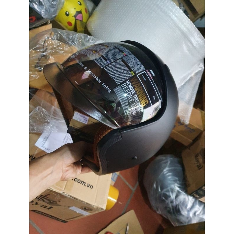Mũ bảo hiểm kính âm Royal M139 đen - Nón bảo hiểm 3/4 dấu kính bảo hành 12 tháng kèm phiếu BH