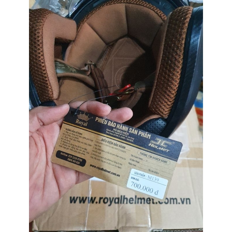 Mũ bảo hiểm kính âm Royal M139 đen - Nón bảo hiểm 3/4 dấu kính bảo hành 12 tháng kèm phiếu BH