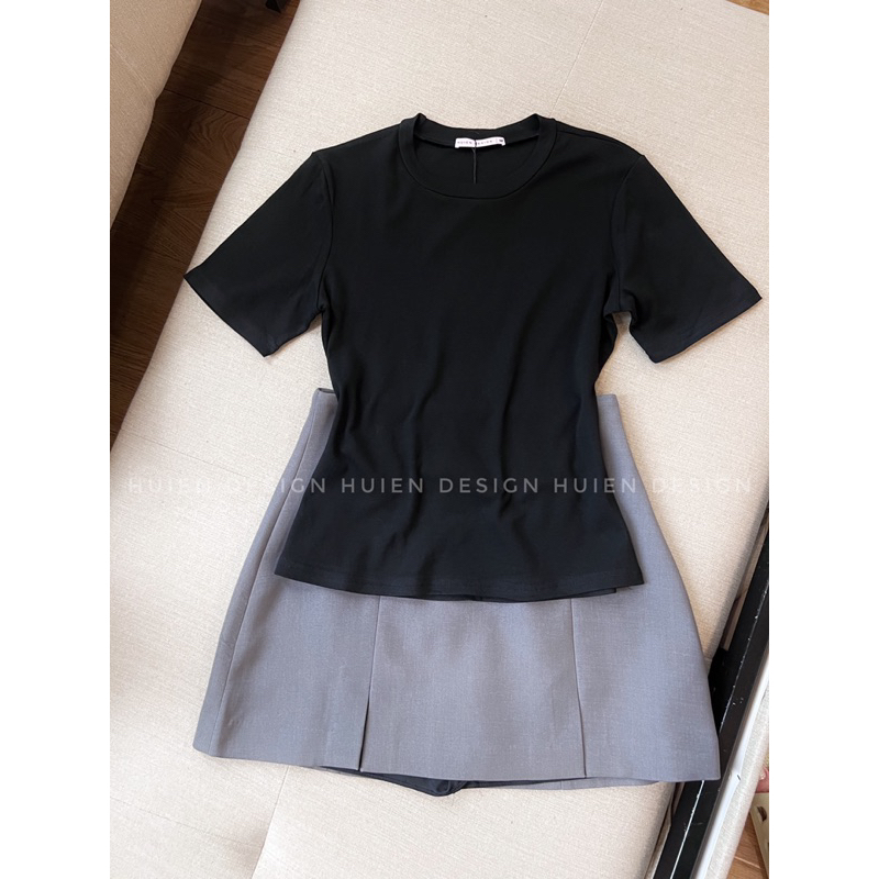 Áo thun baby tee, áo phông nữ tay ngắn cổ tròn hàng thiết kế Huien Design form ôm chất cotton co giãn