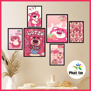 25 Set 6 tranh thiếu nhi, gấu dâu, doreamon, siêu nhân, dán tường decor Phát Tín trang trí phòng cho bé, có sẵn keo dán,