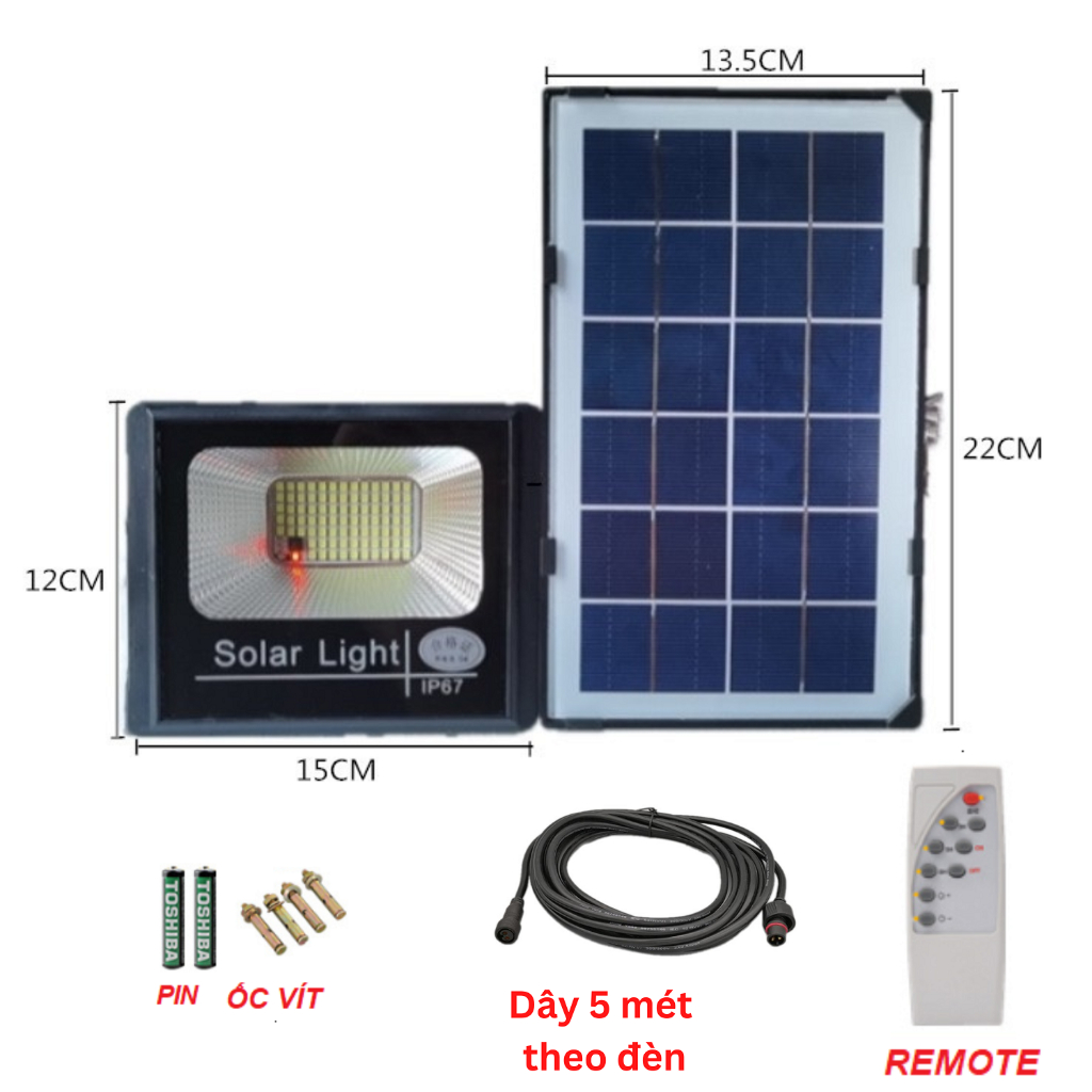 Đèn Pha Năng Lượng Mặt Trời, Chống Nước Ngoài Trời Siêu Sáng, Đèn Năng Lượng Mặt Trời Siêu Sáng
