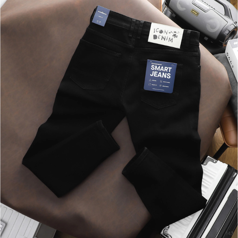 Quần jean nam Smart Jeans ICONDENIM Black Wash thoáng khí chuẩn form - QJID0143