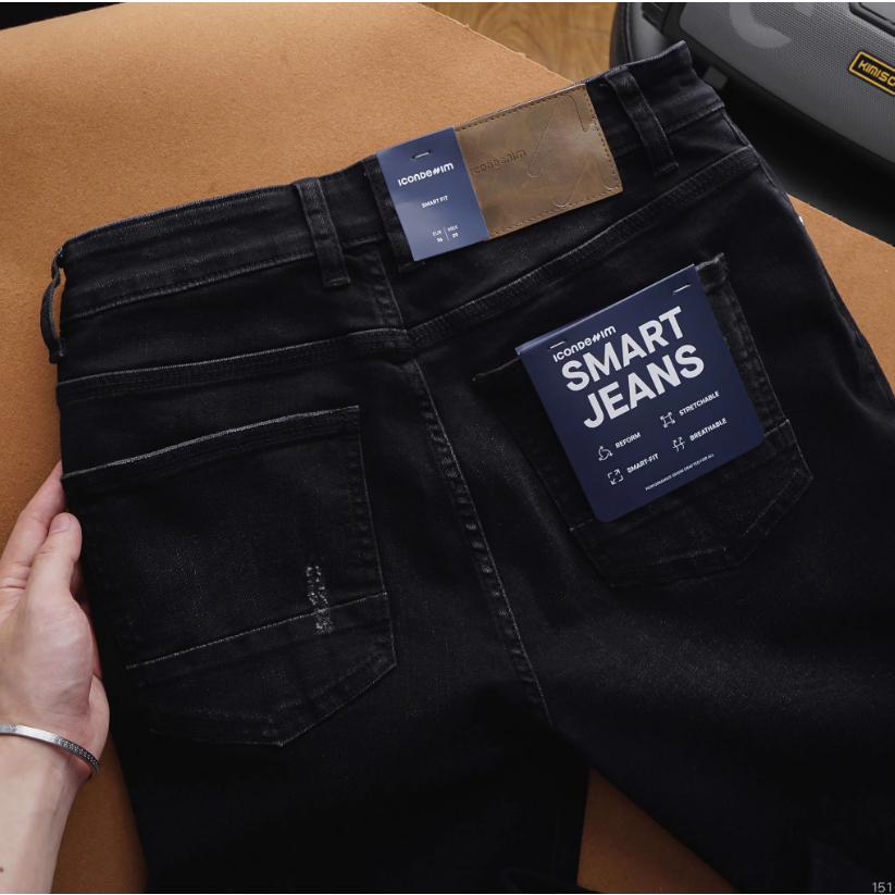 Quần jean nam ICONDENIM Smart Jeans Dark Grey chất denim co giãn tốt dáng ôm vừa - QJID0151