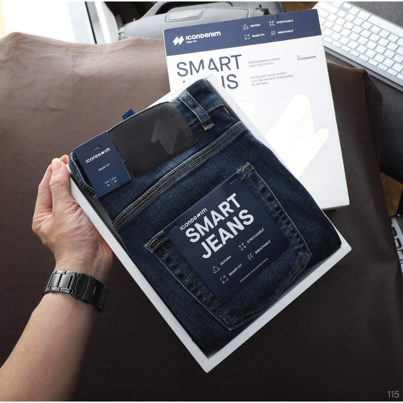 Quần jean nam Smart Jeans ICONDENIM Dark Blue Form Smart Fit năng động co giãn - QJID0115