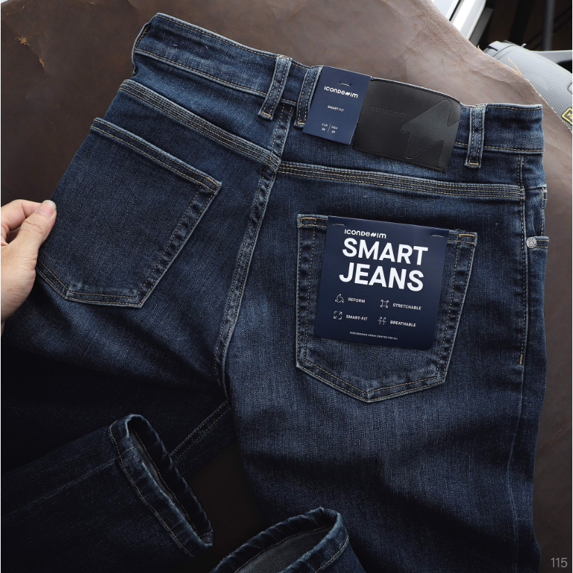 Quần jean nam Smart Jeans ICONDENIM Dark Blue Form Smart Fit năng động co giãn - QJID0115