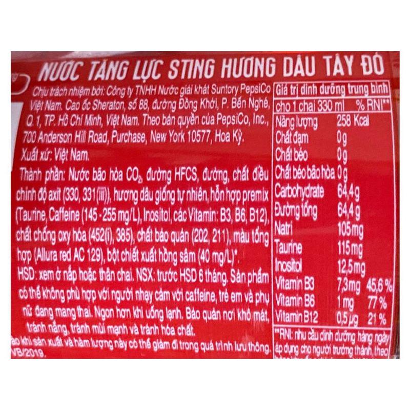 Nước tăng lực sting hương dâu tây đỏ